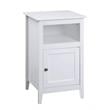 Pemberly Row Storage Cabinet End Table with Shelf in White Wood Finish