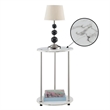 Pemberly Row Two-Tier Round Modern Stainless Steel End Table in White