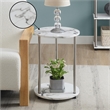 Pemberly Row Two-Tier Round Modern Stainless Steel End Table in White