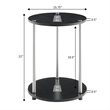 Pemberly Row Two-Tier Round Modern Stainless Steel End Table in White