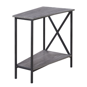 Pemberly Row Transitional Metal Wedge End Table in Weathered Gray