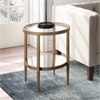 Pemberly Row Double Shelf Round Modern Metal Side Table in Brass