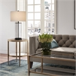 Pemberly Row Double Shelf Round Modern Metal Side Table in Brass