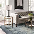 Pemberly Row Double Shelf Round Modern Metal Side Table in Brass