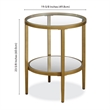 Pemberly Row Double Shelf Round Modern Metal Side Table in Brass
