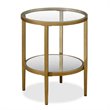 Pemberly Row Double Shelf Round Modern Metal Side Table in Brass