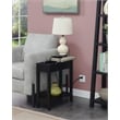 Pemberly Row Modern Wood Flip Top End Table with Charging Station in Black