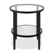 Pemberly Row End Table Coffee Accent Table Round in Glass Top and Metal - Black