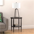 Pemberly Row End Table Coffee Accent Table Round in Glass Top and Metal - Black