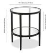 Pemberly Row End Table Coffee Accent Table Round in Glass Top and Metal - Black