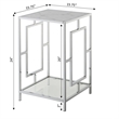 Pemberly Row Metal End Table with White Faux Marble Top & Clear Glass in Chrome