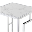 Pemberly Row Metal End Table with White Faux Marble Top & Clear Glass in Chrome
