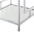 Pemberly Row Metal End Table with White Faux Marble Top & Clear Glass in Chrome