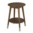 Pemberly Row Round End Table with Bottom Shelf in Espresso Wood Finish
