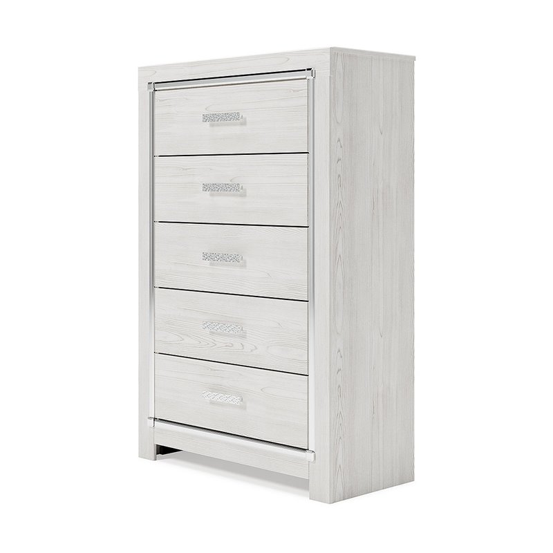 Pemberly Row 5 Drawer Chest in White