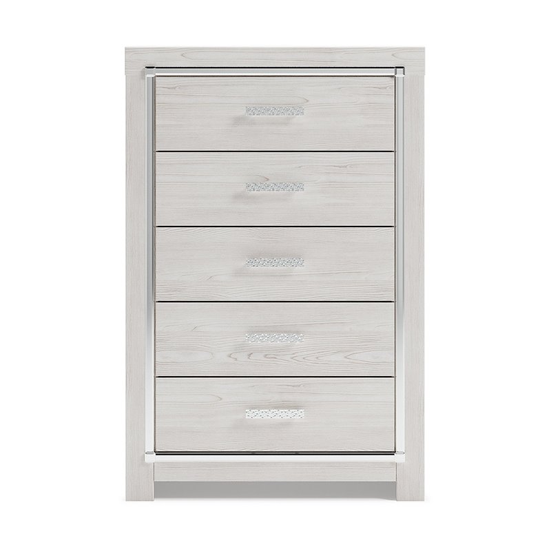 Pemberly Row 5 Drawer Chest in White