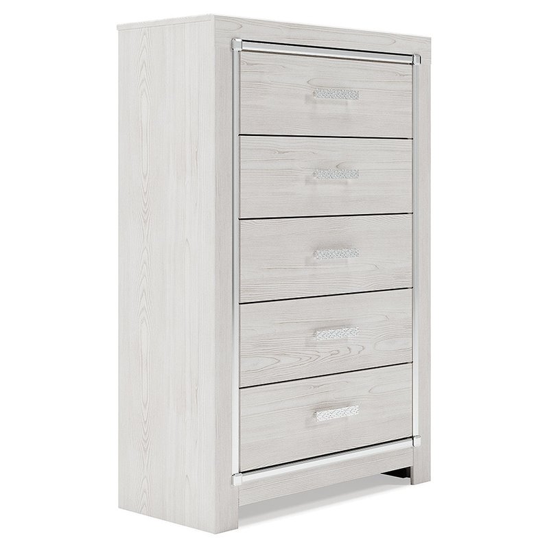 Pemberly Row 5 Drawer Chest in White