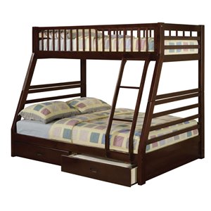 pemberly row twin over full storage bunk bed in espresso