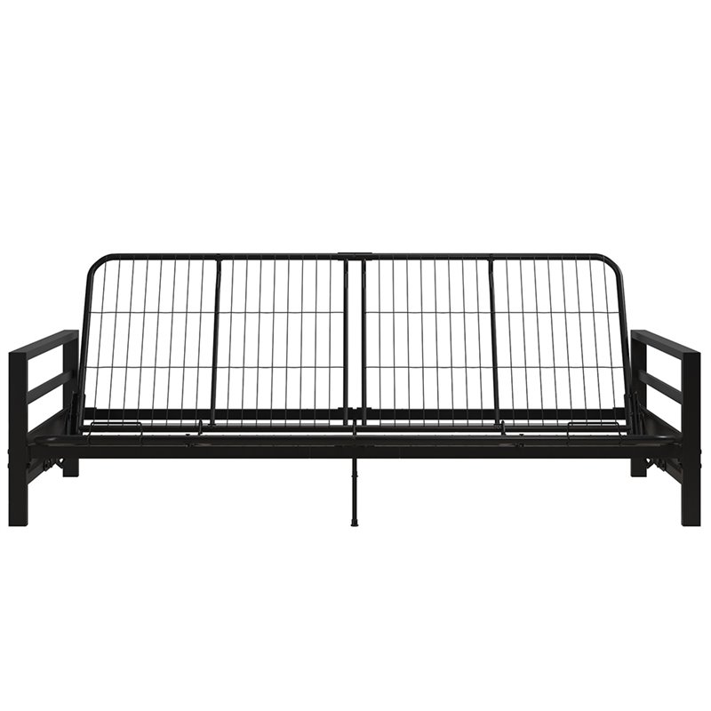 Pemberly Row Contemporary Sturdy Metal Futon Frame with Solid Mesh in Black