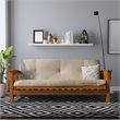 Pemberly Row 6 Inch Futon Mattress in Tan Microfiber
