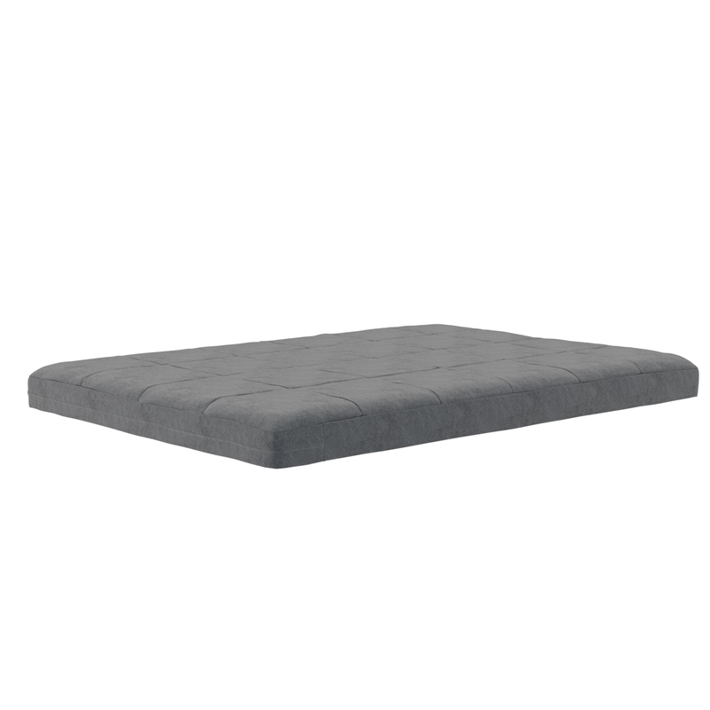 Pemberly Row 6 Inch Square Quilted Futon Mattress Full Size in Gray