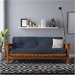 Pemberly Row 8 Inch Futon Mattress Full in Blue Microfiber