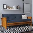 Pemberly Row 8 Inch Futon Mattress Full in Blue Microfiber