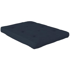 Pemberly Row 8 Inch Futon Mattress Full in Blue Microfiber