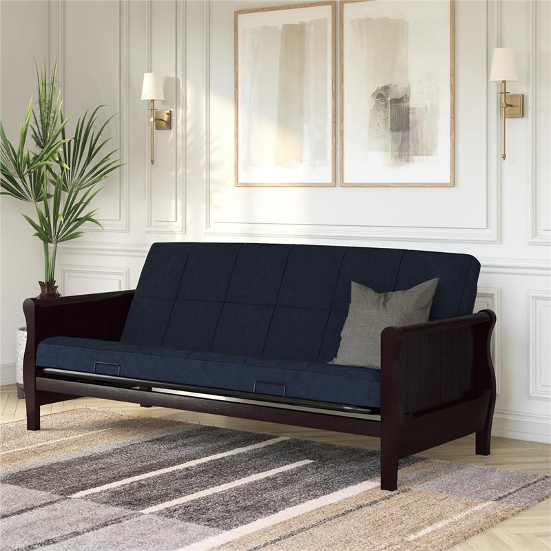 Pemberly Row 6 Inch Quilted Futon Mattress Full Size Blue