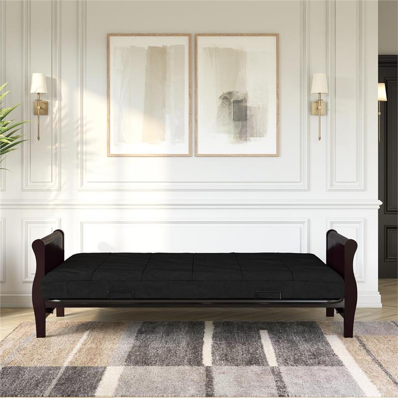 Pemberly Row 6 Inch Quilted Futon Mattress Full in Black