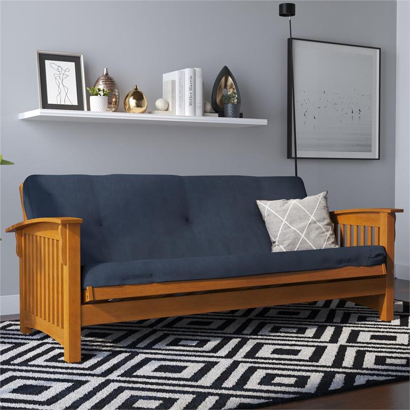 Pemberly Row 6 Inch Futon Mattress Full in Blue