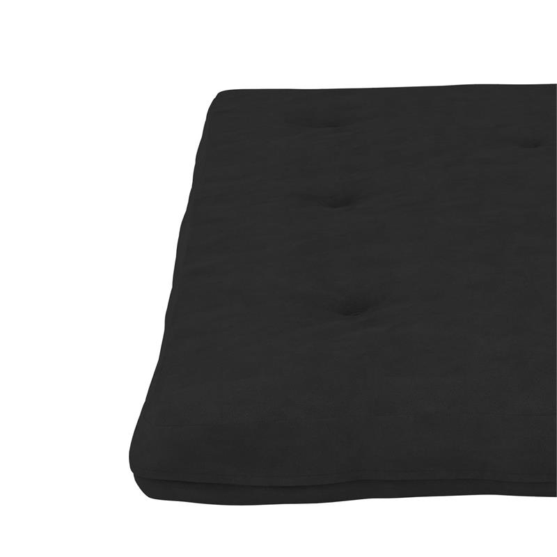 Pemberly Row 6 Inch Futon Mattress Full in Black Microfiber