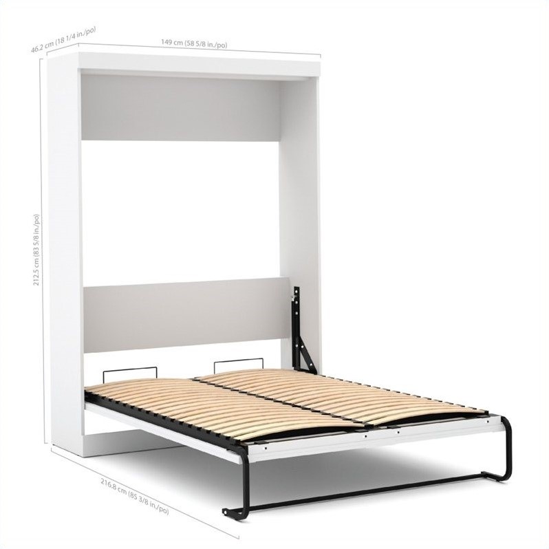 Pemberly Row Full Size Wall Bed in Wood in White - Easy Assembly