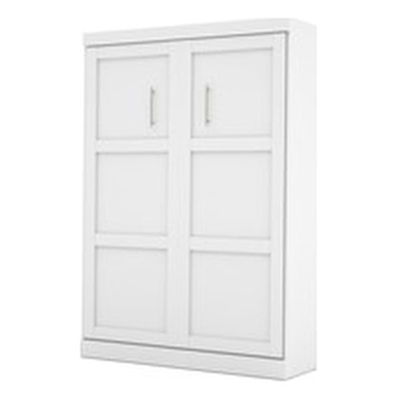 Pemberly Row Full Size Wall Bed in Wood in White - Easy Assembly