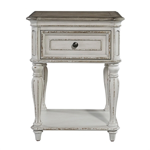 pemberly row nightstand with warm antique finish
