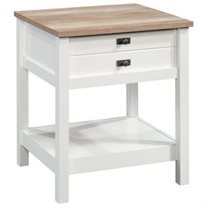 Pemberly Row 1 Drawer Nightstand in Soft White and Lintel Oak