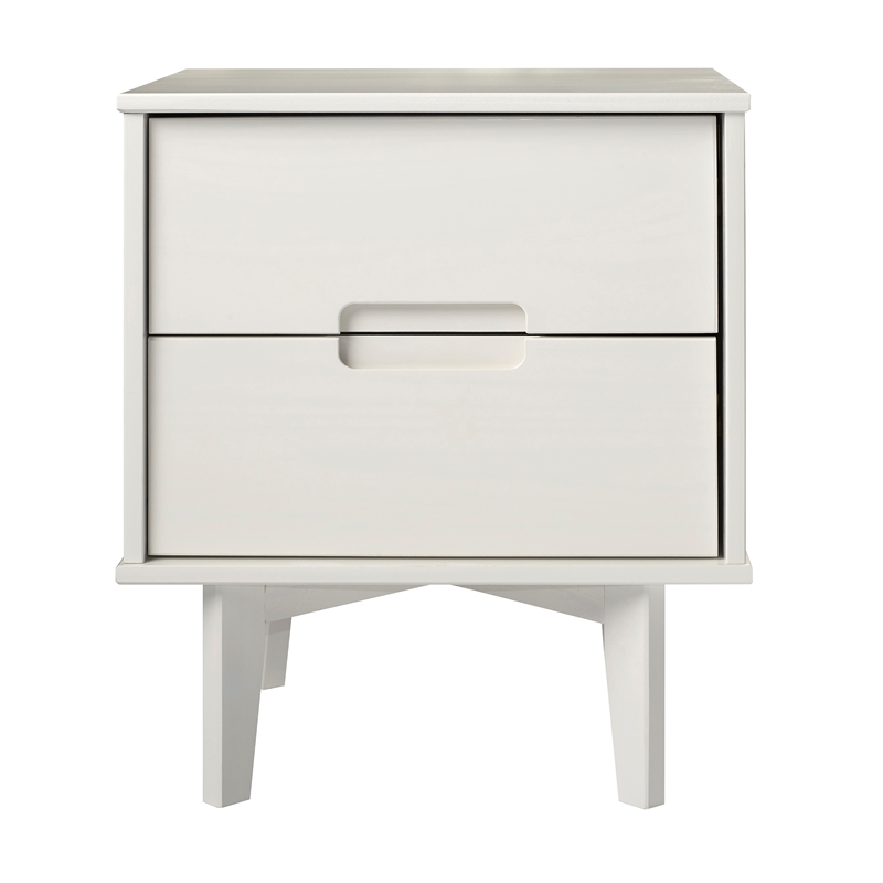 Pemberly Row 2-Drawer Groove Handle Wood Nightstand in White