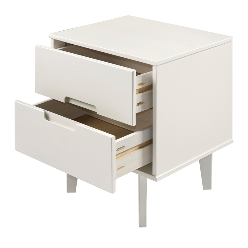 Pemberly Row 2-Drawer Groove Handle Wood Nightstand in White