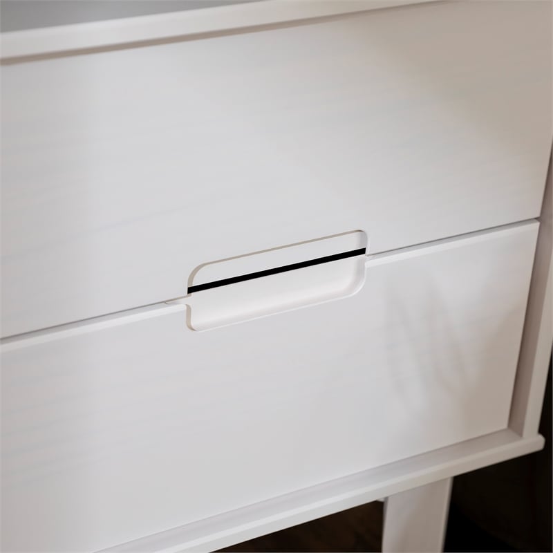 Pemberly Row 2-Drawer Groove Handle Wood Nightstand in White