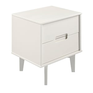 Pemberly Row 2-Drawer Groove Handle Wood Nightstand in White
