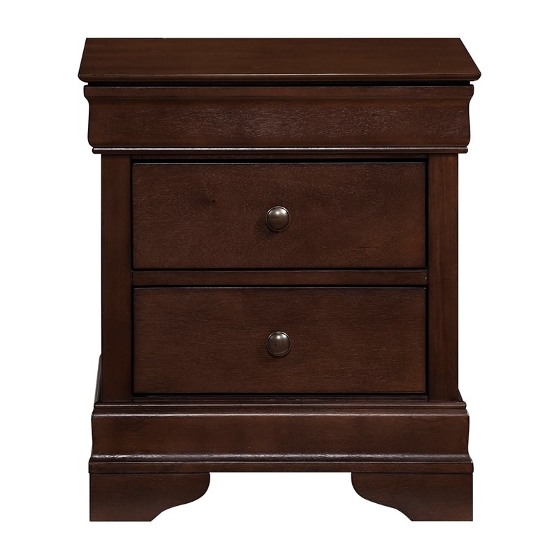 Pemberly Row 3-Drawers Traditional Wood Nightstand in Brown Cherry