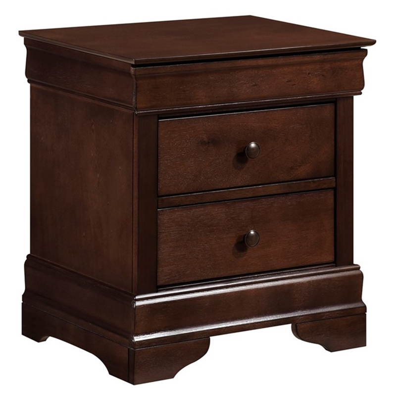 Pemberly Row 3-Drawers Traditional Wood Nightstand in Brown Cherry
