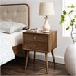 Pemberly Row Modern Wooden Nightstand With USB Ports in Walnut