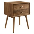 Pemberly Row Modern Wooden Nightstand With USB Ports in Walnut