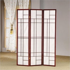 pemberly row 3 panel folding screen room divider in white and cherry