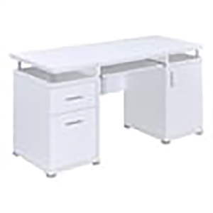 Pemberly Row 2-Drawer Contemporary Wood Computer Desk in White