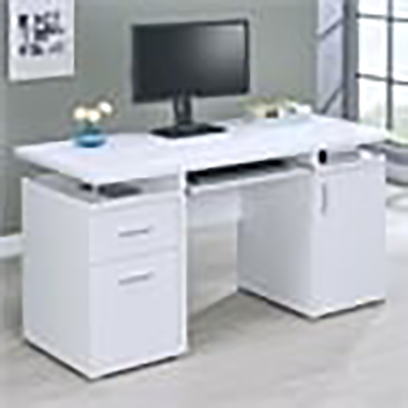 Pemberly Row 2-Drawer Contemporary Wood Computer Desk in White