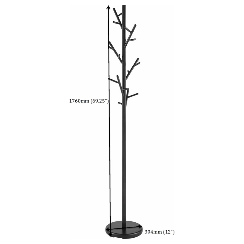 Pemberly Row Contemporary Round Base Coat Rack in Black