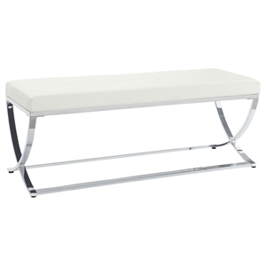 Pemberly Row 18.5&quot Contemporary Faux Leather Tufted Accent Bench in White