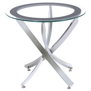 Pemberly Row End Table Coffee Accent Table Round in Glass Top and Metal - Chrome